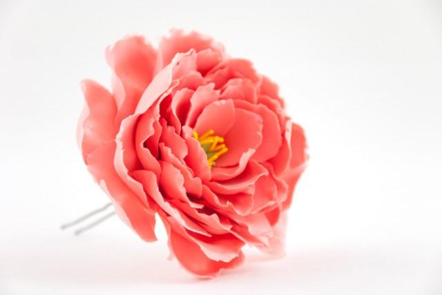 coral hair flower accessories