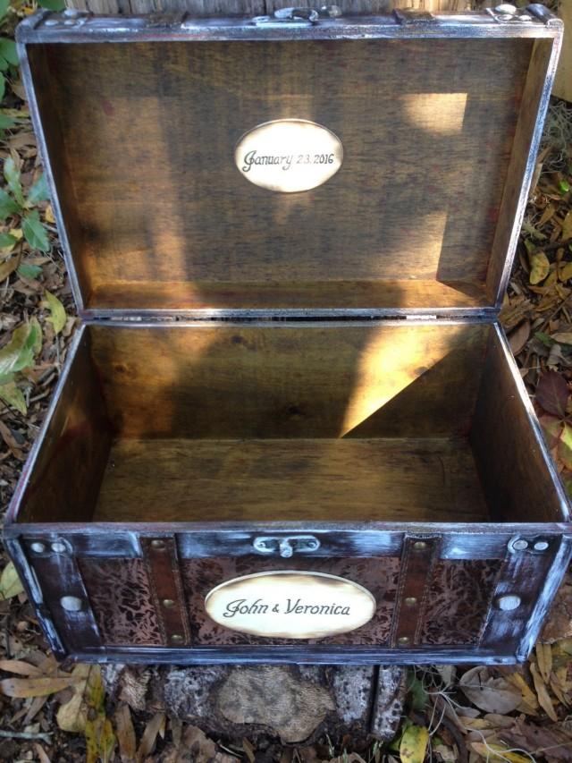Custom Large Trunk Chest Wedding Card Money Memory Box Rustic Woodland Vintage Inspired Romantic