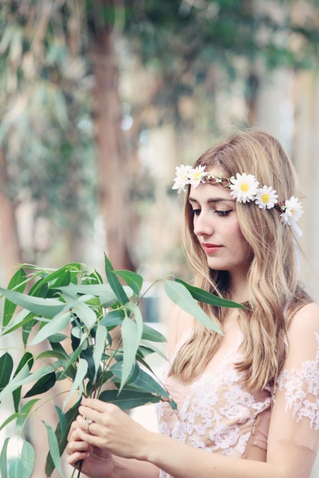 Daisy Wedding Flower Bridal Hair Accessory White Hair Wreath Silk