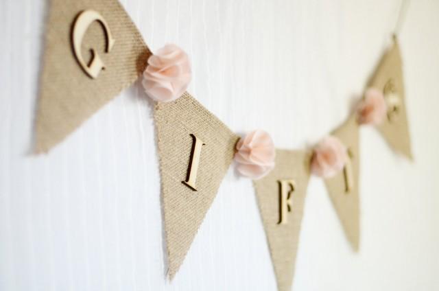 Burlap Wedding Gifts Banner Blush Pale Pink Shabby Chic Rustic