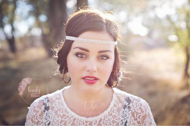 Pearl Headband White Headband Rhinestone Headband Boho Headband