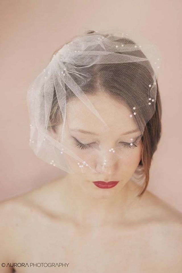 Ivory Wedding Veil,Birdcage Veil Pearls,Wedding Veil Birdcage,Wedding Veil Pearls,Short Wedding