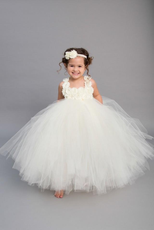 Flower Girl Dress Tulle Flower Girl Dress Ivory Dress Tulle Dress