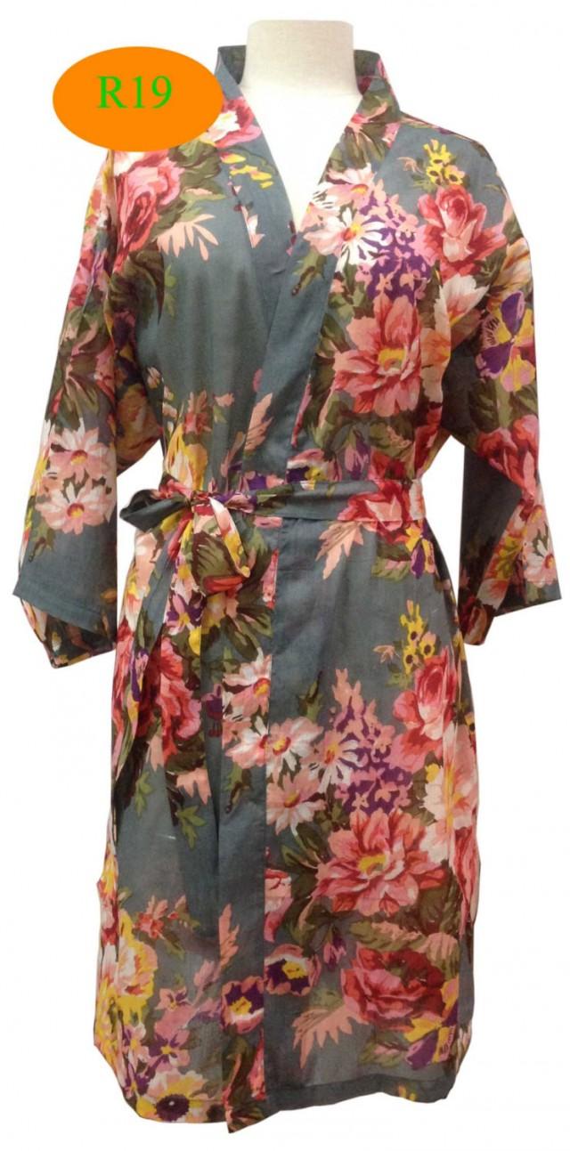 gray floral robe