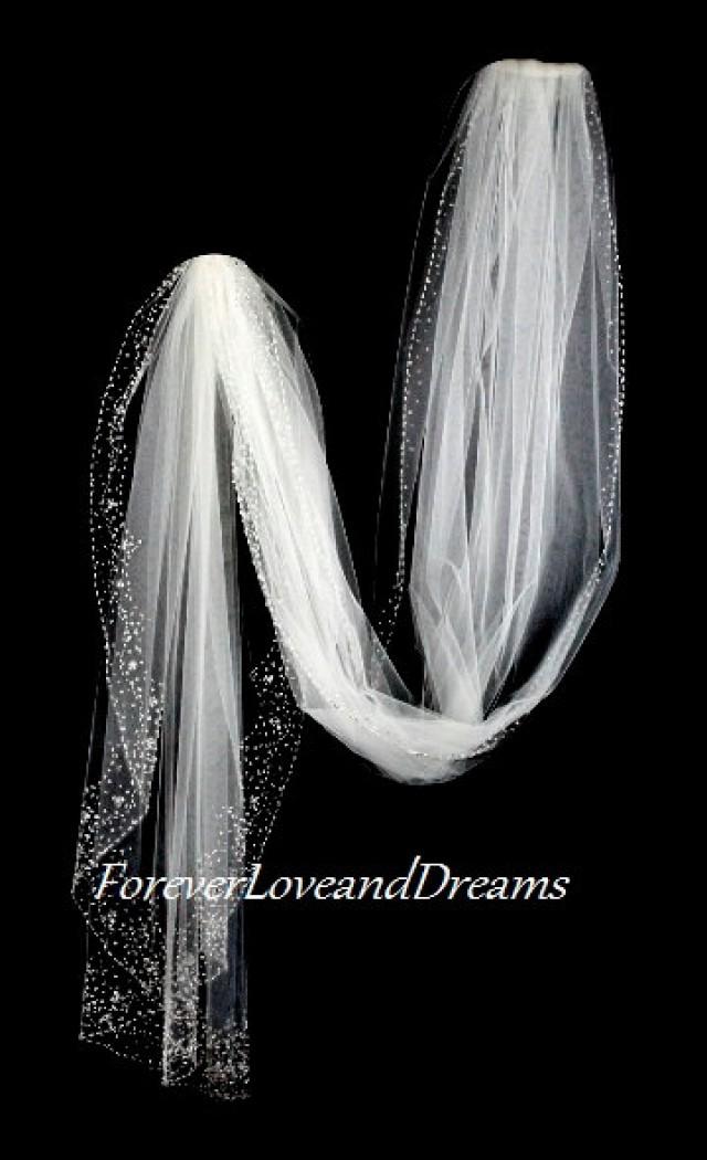 Cathedral Crystal Beaded Edge Wedding Veil Ivory Crystal Wedding Veil Cathedral Beaded Edge 6526