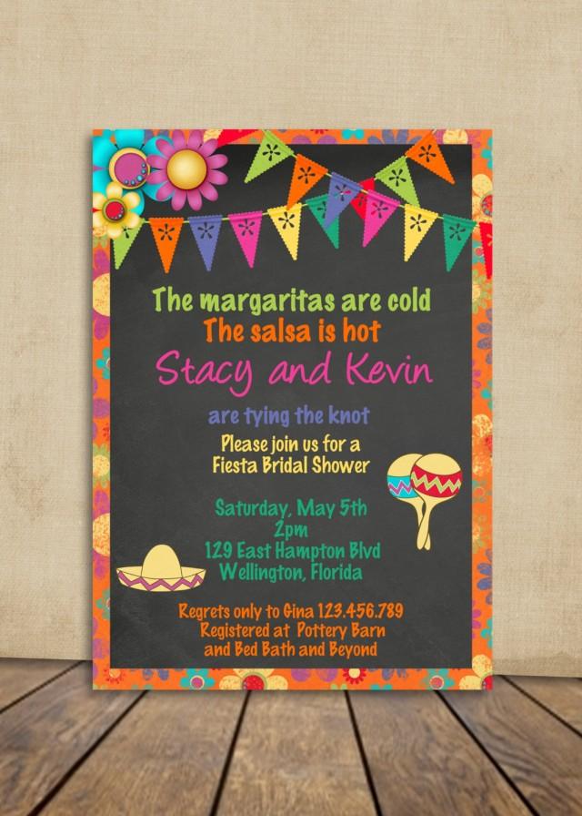 Mexican Fiesta Bridal Shower Invitation - Chalkboard And Bright Colors