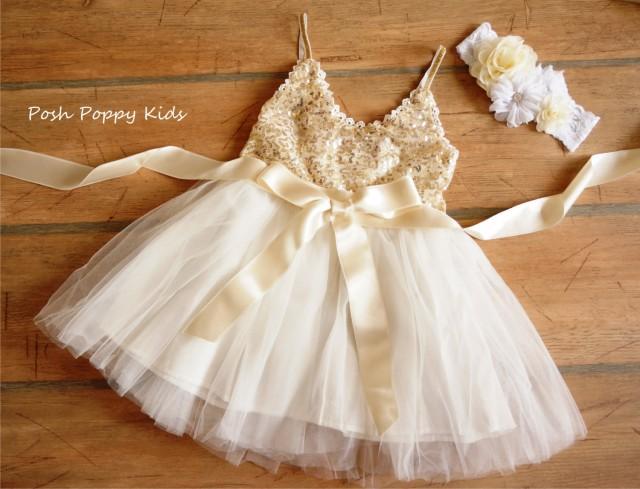 cream and gold flower girl dresses