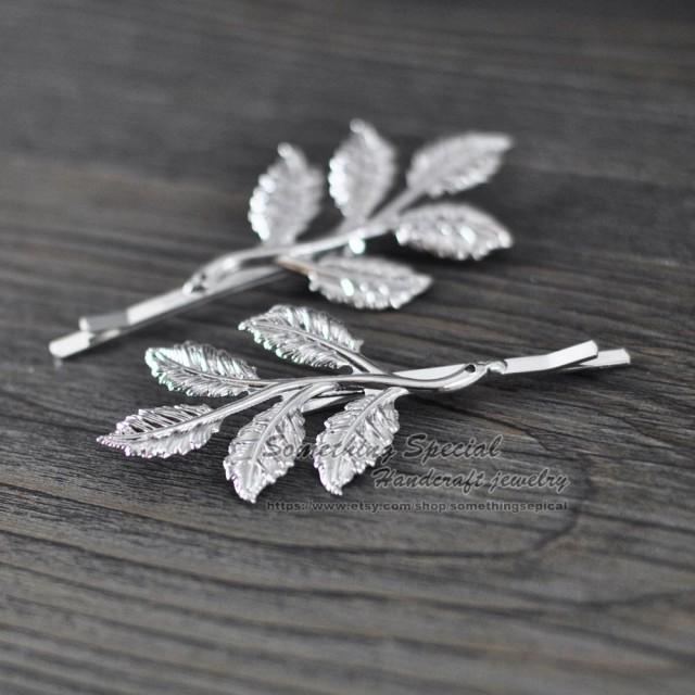 Branch Hair Pin Silver Tree Branch Leaf Hair Clip Branch Bobby Pin