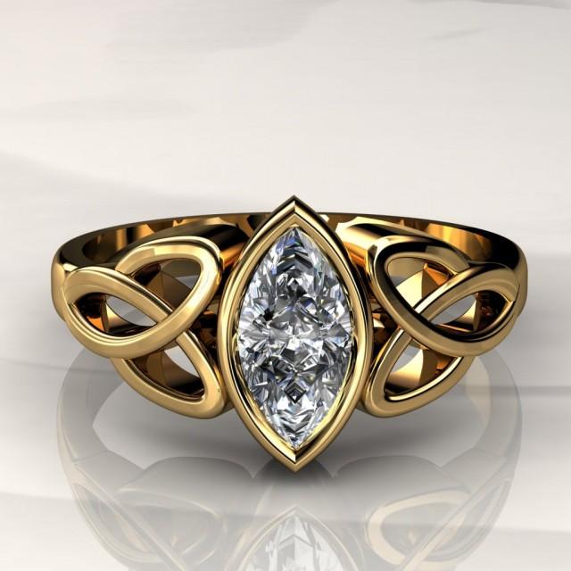 8x4mm Marquise Forever Brilliant Moissanite Celtic Engagement Ring
