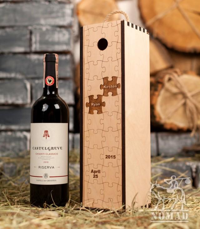 Personalized Wine Box Custom Puzzles Wood Wine Box Keepsake Box