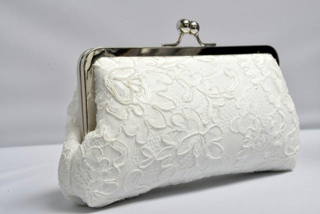 ivory lace clutch