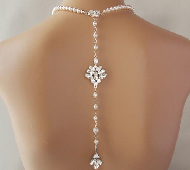 Backdrop Necklace Wedding Necklace Crystal Necklace Pearl Necklace