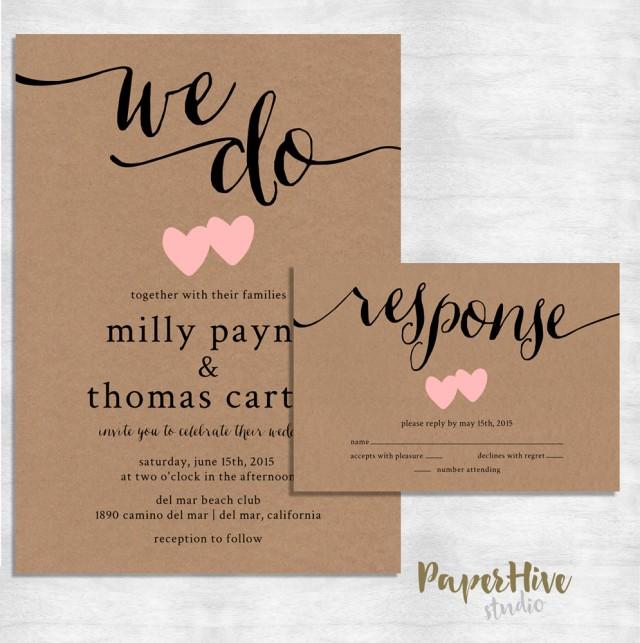 Rustic Wedding Invitation / Kraft Paper Wedding Invite Set / Modern