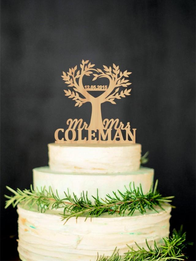 Tree Cake Topper Wedding Rustic Cake Topper Wood Cake Topper Custom