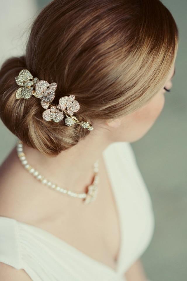 Vintage Inspired Crystal Wedding Comb Floral Crystal Bridal