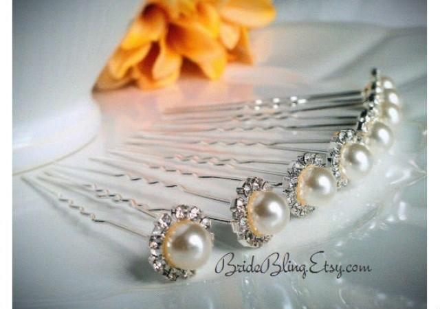 Bridal Hair Pins Pearl Hair Pins Rhinestone Hair Pins Pearl