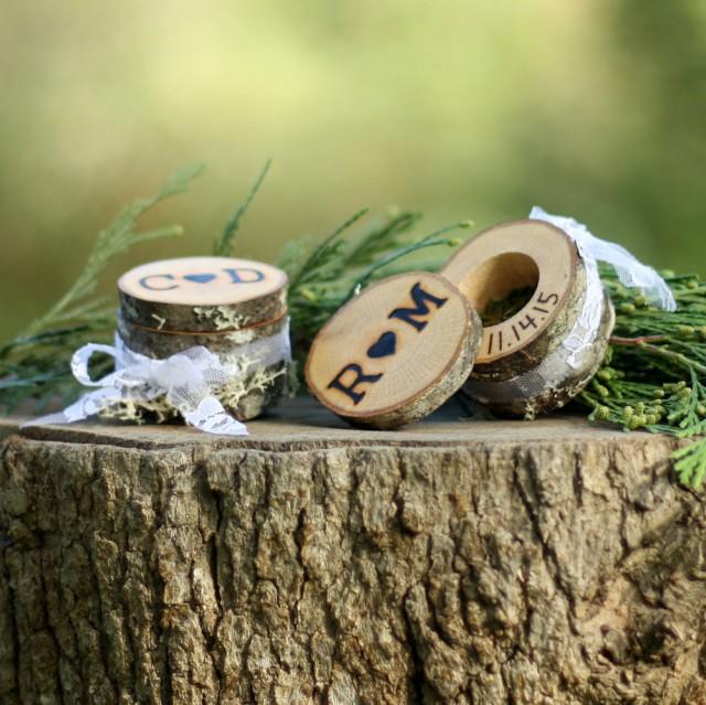 Rustic Ring Bearer Box Alternative Log Ring Box 5th Anniversary For Her