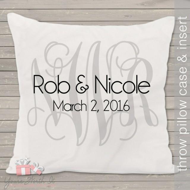 Monogram Wedding Pillow THROW Pillow Size 14 X 14 Perfect Wedding