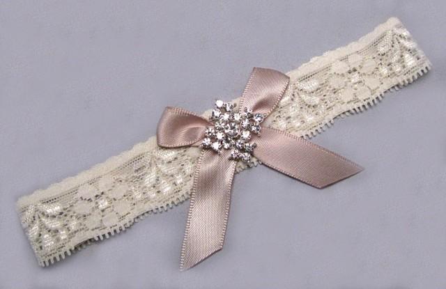 Champagne Wedding Garter, Toss Garter, Crystal Rhinestone Bridal Garter, Ivory / Off White