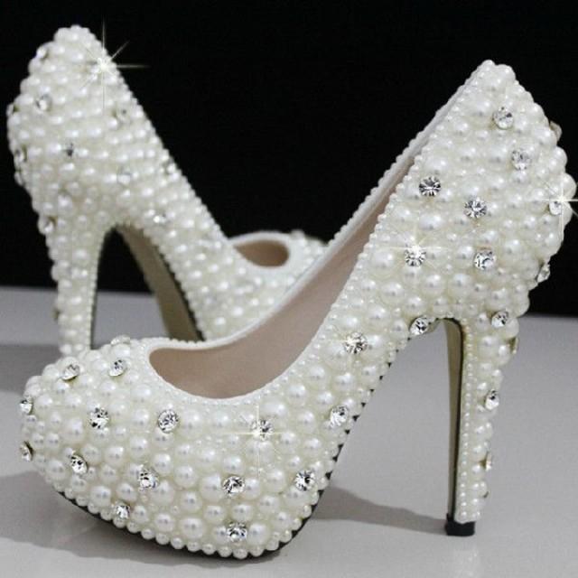 pearl wedding heels