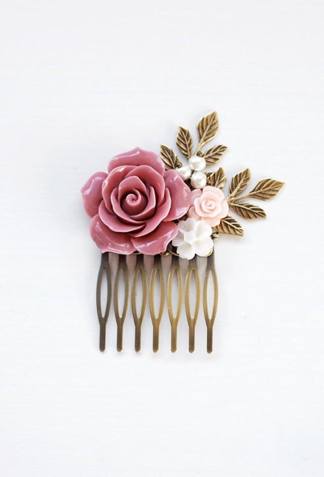 Dusty Pink Wedding Hair Comb Powder Pink Bridal Hair Comb Bridesmaids 