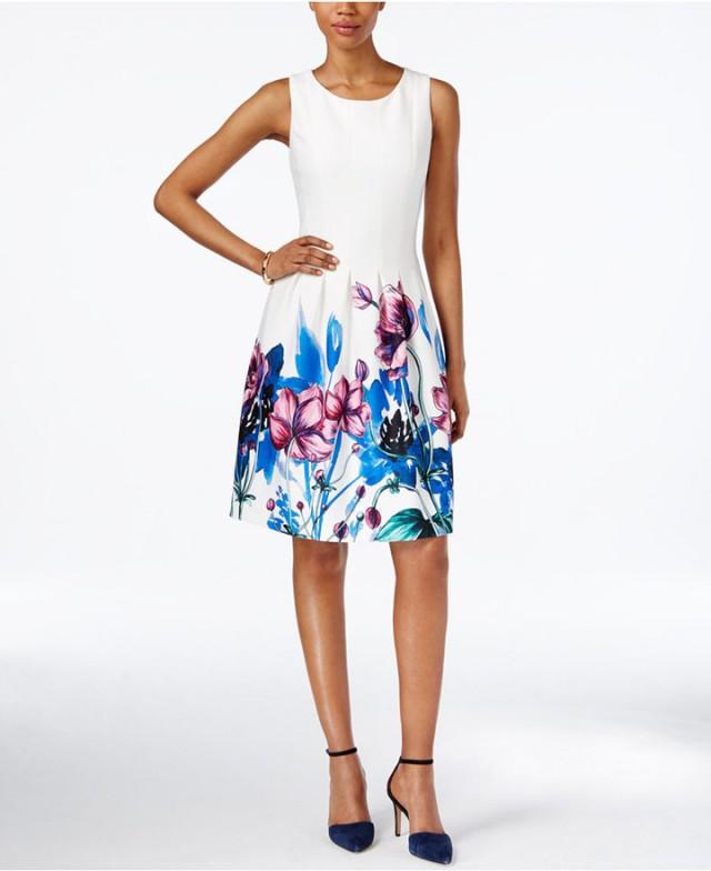 Ivanka Trump Sleeveless Floral-Print Fit & Flare Dress #2507875 - Weddbook