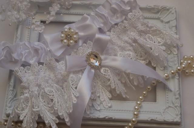 Wedding Garter Set Lingerie Garters Bridal Garters Weddings Garter White Venice Wedding Lace