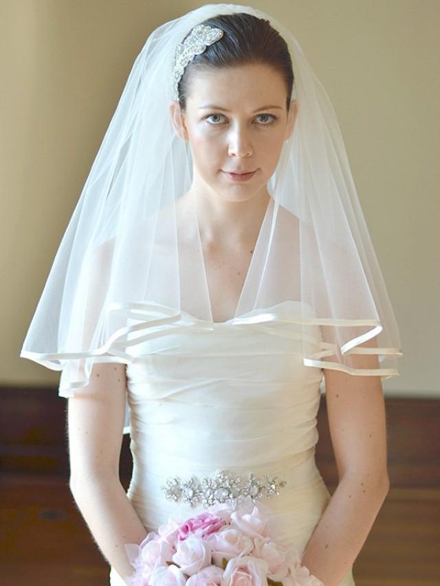 Satin Veil, Blusher Veil, Elbow Length Wedding Veil, Bridal Veil, Tulle Veil, Ivory Veil, Two
