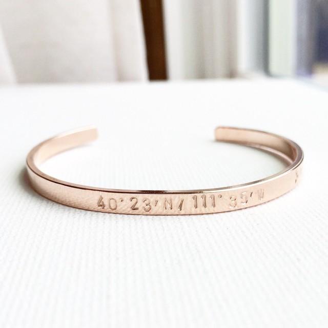 My Happy Place Personalized Geographic Coordinates Cuff Bracelet Geographic Coordinates Cuff Bracelet
