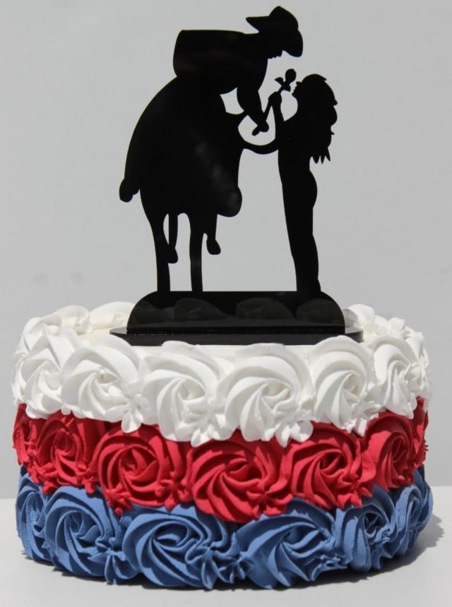 Country Western Horse Cowboy Rose Wedding Cake Topper Groom Silhouette