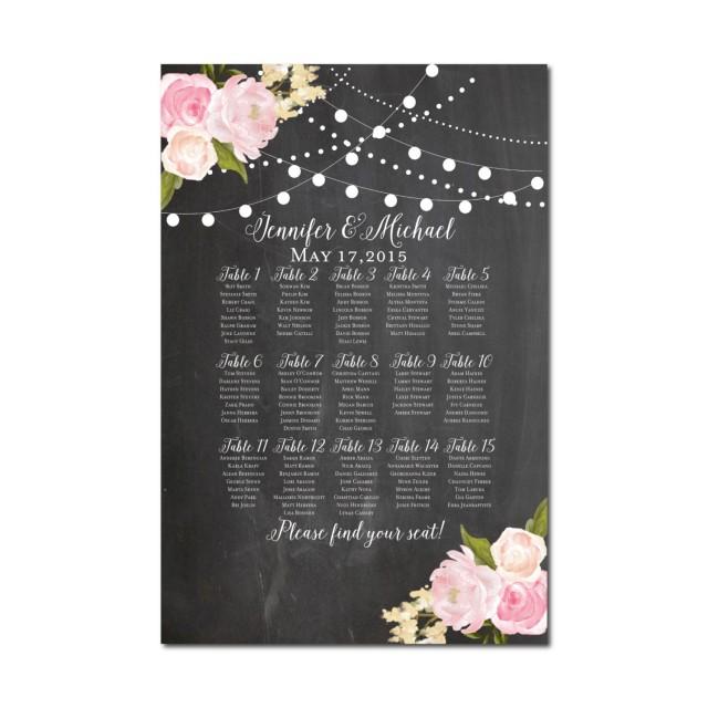 Wedding Seating Chart Chalkboard Wedding Floral Wedding Printable