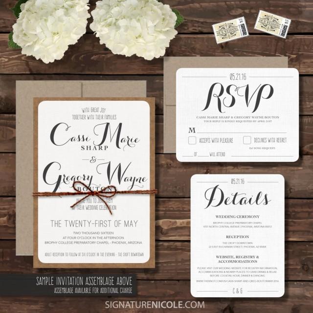 Rustic Wedding Invitation With Rsvp And Detail Cards - Wedding 