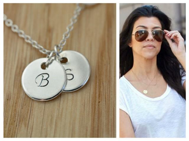 Sterling Silver Initial Disc Necklace 
