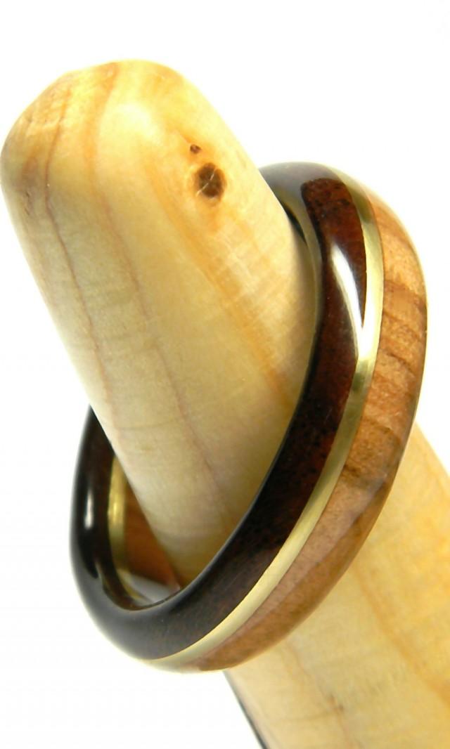 Distintive Walnut And Olivewood Wood Ring, Jewelry, Ring, Wood Jewelry