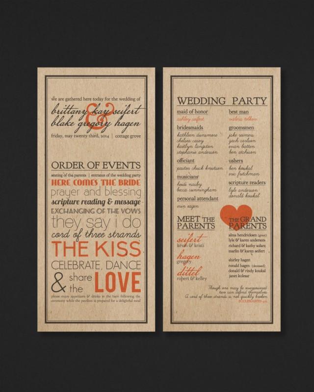 Printable Wedding Program Order Of Events The Scribe