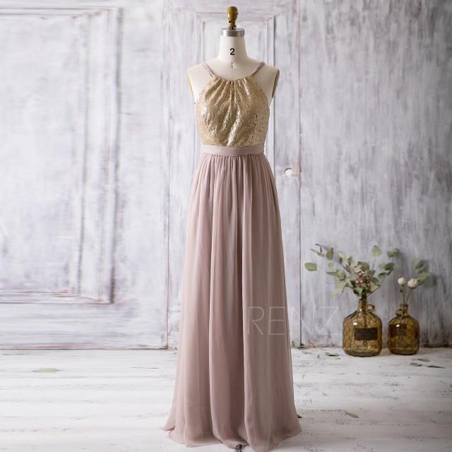 2016 Light Gold Bridesmaid Dress, Spaghetti Strap Wedding Dress, Long