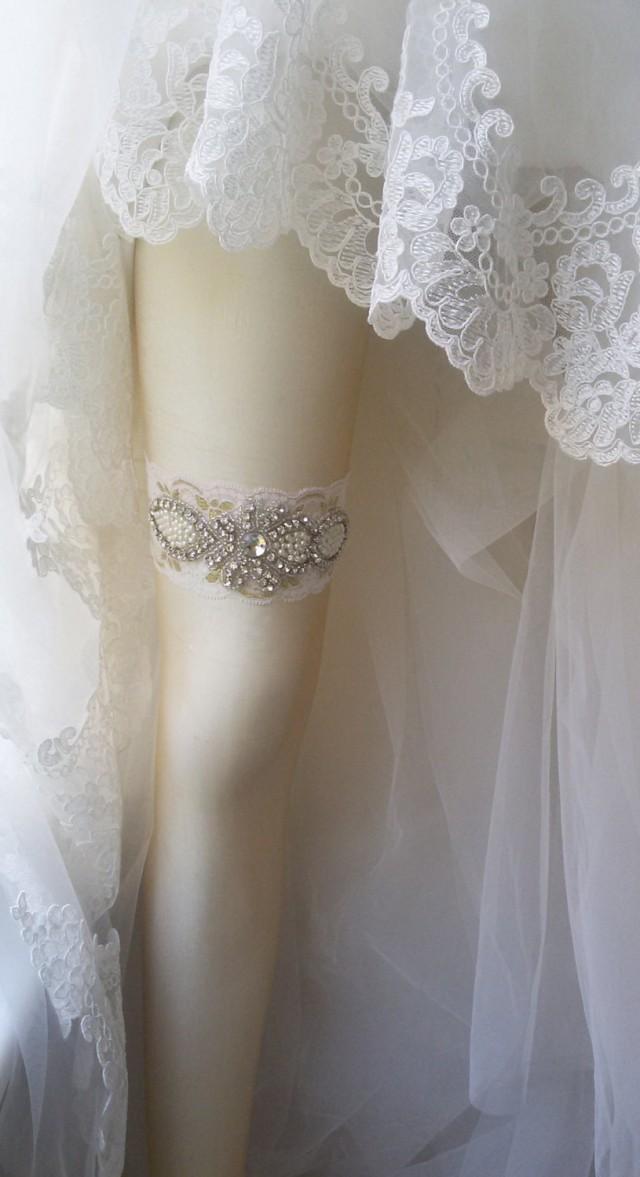 Wedding Garter , Ivory Lace Garter , Bridal Leg Garter, Wedding Garters