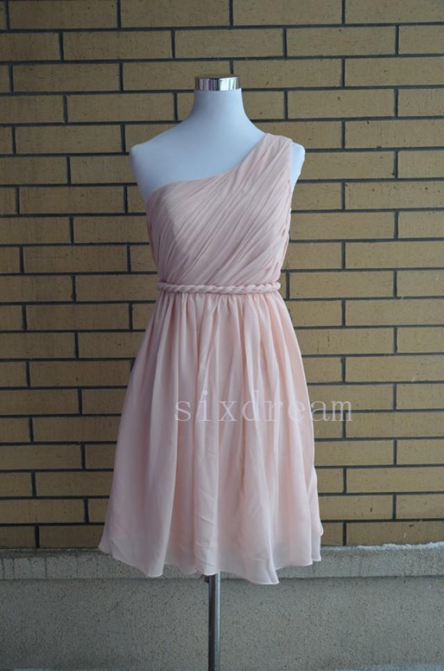 blush chiffon dress short