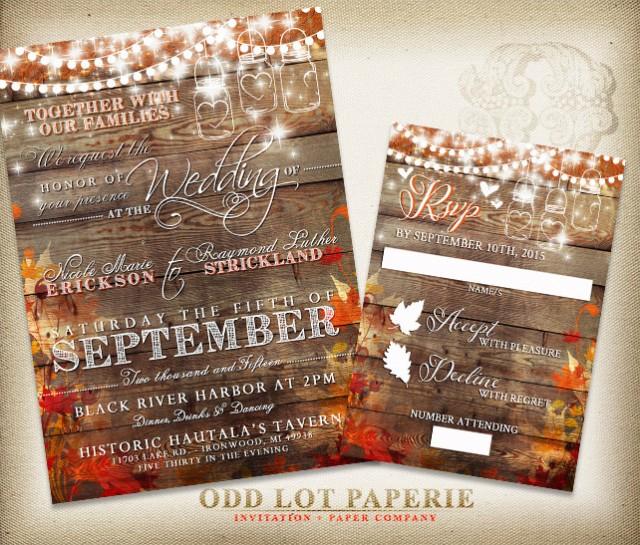 Rustic Wedding Invitation Fall Wedding Invite Country Wedding Mason