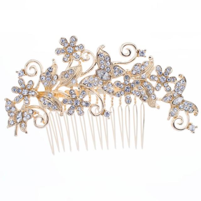 Butterfly Hair Comb Flower Hairoins For Bridal Wedding Hair Jewelry