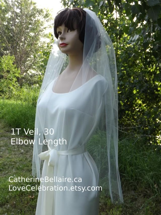 one tier ivory wedding veil