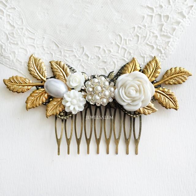 gold hair slide wedding