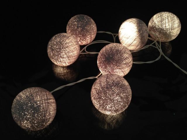 Mixed 20 Gray white Paleblue  cotton ball string lights for Patio,Wedding,Party 