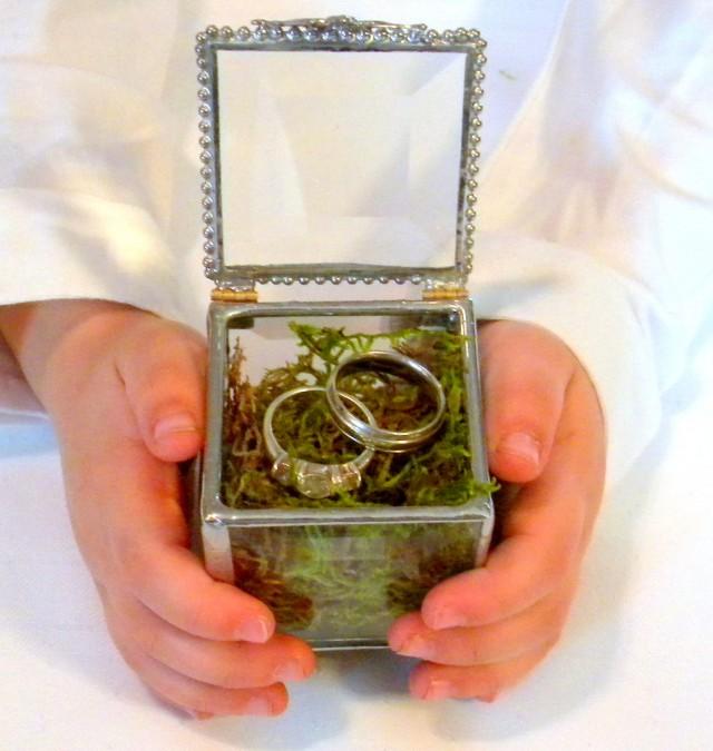 Glass Box Ring Bearer Pillow Alternative Engraving Space For 1