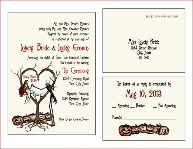 Invites Rsvp Cards Vintage Fall Autumn Halloween Spooky Burton