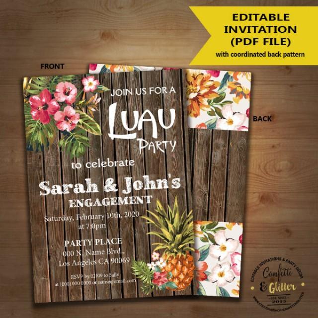 engagement-luau-invitation-aloha-hawaiian-flowers-wood-pineaple-bridal
