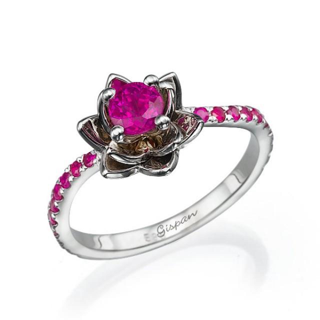 Ruby Ring, Ruby Engagement Ring, Flower Engagement Ring, Wedding Band, Gift, Band Ring, Twist