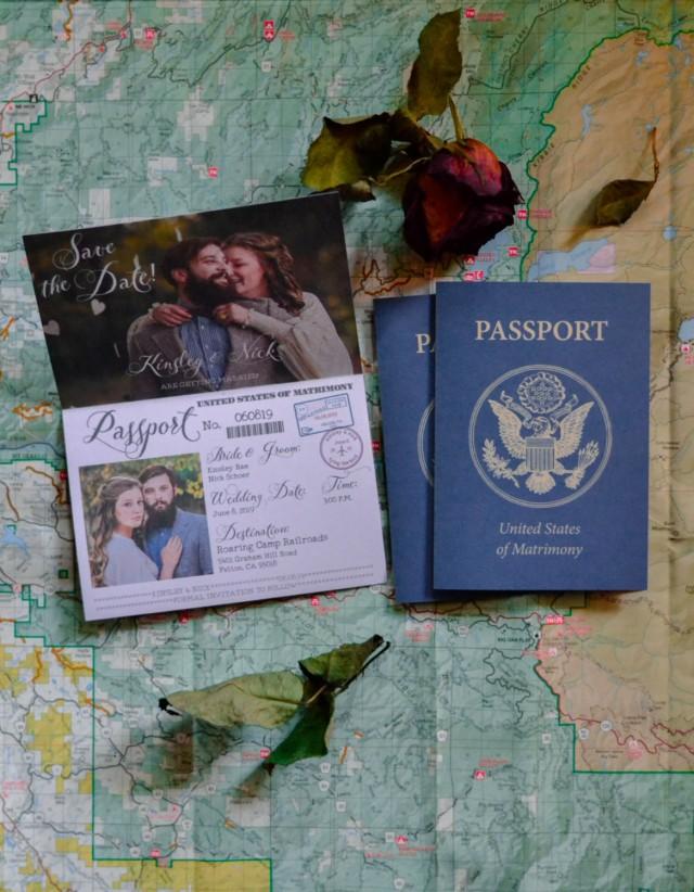 Vintage Wedding Passport Style, Save The Dates! Printable Design, Fully