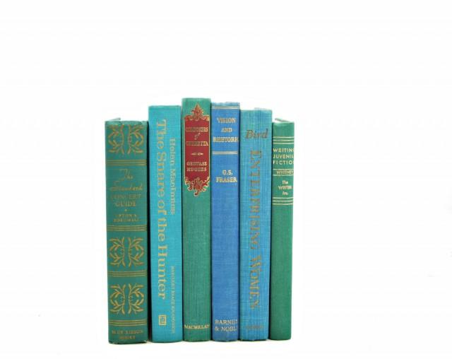 Ocean Green BOoks, Aqua Decorative Books, Book Set, Beach BOok Decor