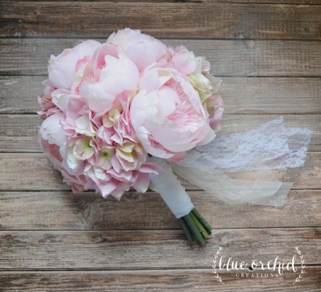 Blush Pink Peony And Hydrangea Wedding Bouquet Peony Bouquet Blush